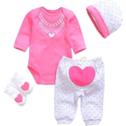 Infant Baby Girls Clothes Set Long Sleeve pink Bodysuit Tops+ Pants Leggings Headband Outfit Set