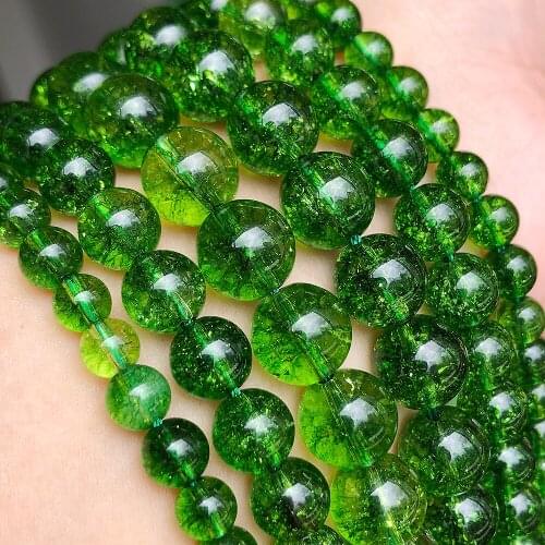 Natural Stone Green Crackle Quartz Round Loose Spacer Beads for Handicrafts Jewelry Making Accessories 4/6/8/10mm