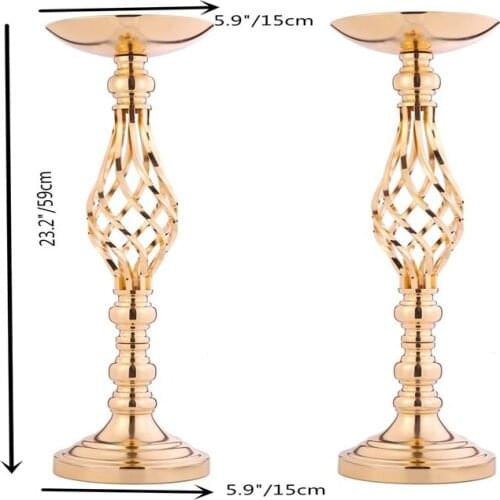 Metal Gold Candle Holders Road Lead Table Centerpiece Stand Pillar Candlestick for Wedding Candelabra Flowers Vases