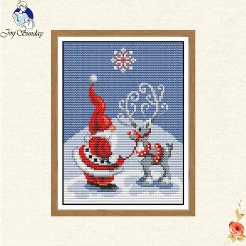 Joy sunday Santa Claus and elk Counted Cross Stitch 11CT 14CT Cross Stitch Sets cartoon Cross-stitch Kits Embroidery Needlework