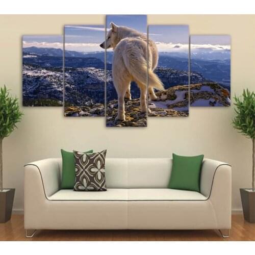 Wall Art Canvas 5 Pieces Painting Wolf Landscape Picture Hd Print Poster Home Decoration Cuadros For Living Room Modular Frame