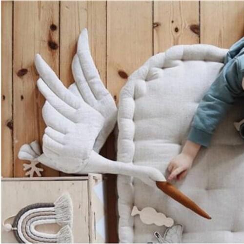 Swan Wall Decoration Nursery Baby Girls Bedroom Accessories Stuffed Toys 3D Animal Head Wall Mount Hanging Kids Room Decoration