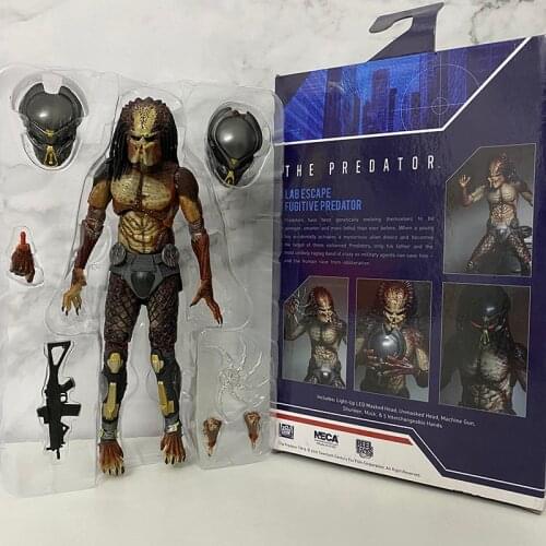 NECA Lab Escape Fugitive Predator Action Figure The Predator Alien With Light-Up LED Mask Ultimate Action Figure Toy