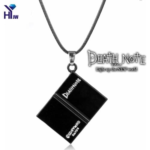 HEYu Japan Anime Death Note Pendant Necklace Black Book Jewelry Leather Chain Colar