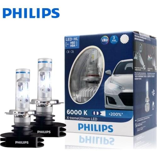 2X Philips X-treme Ultinon LED HB3 HB4 9005 9006 6000K +200% More Bright Car Headlight Auto Genuine Original Lamps 11005XUX2