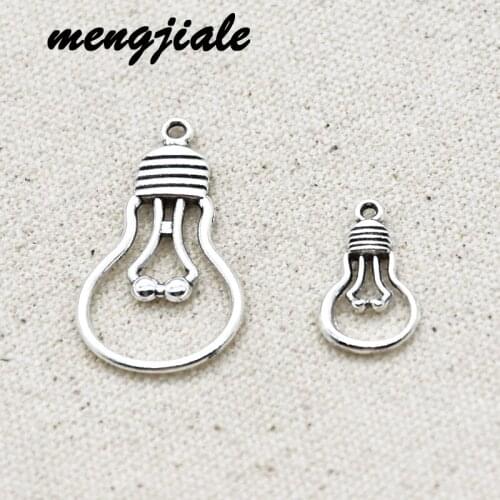 20pcs Two sizes Antique Silver Light Bulb Charms Fashion pendants fit jewelry making DIY handmade craft