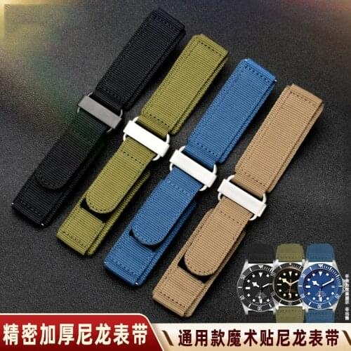 Hook-and-loop fastener Nylon watch strap 22mm 24mm sport watchband nato strap Black blue green band High-quality buckle