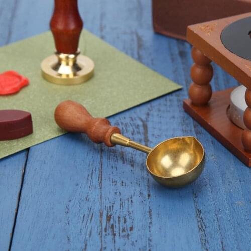 Retro Fire Wax Seal Stamp Metal Wax Stick Wood Handle Sealing Wax Spoon Stove Pot Tool