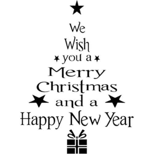 Christmas New Year Decorations Christmas Tree Glass Window Background Home Decals Waterproof Black Wall Sticker