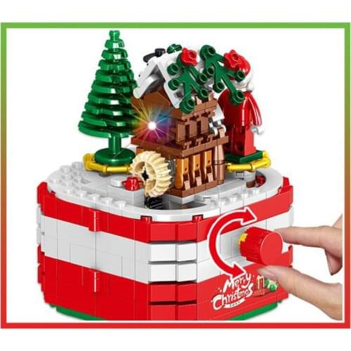 Christmas Building Blocks Toy Winter Santa Claus Xmas Tree LED Lights Music Kids Educational Toys Festival Gift For Children
