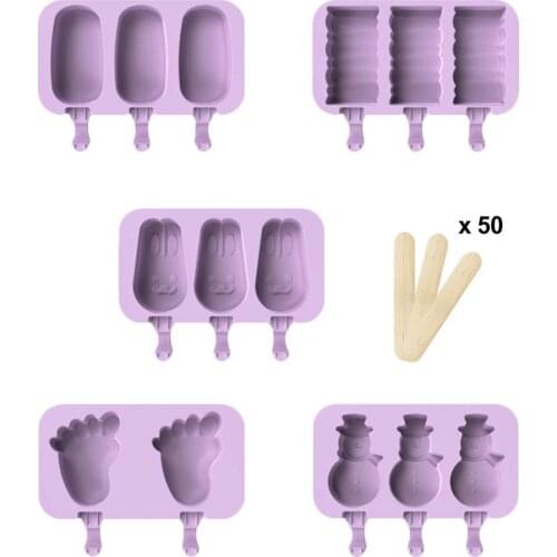 Silicone Ice Cream Mold with Cover Animals Shape Jelly Form Maker for Ice lolly Moulds Ice Cube Tray with 50 Wooden Stick