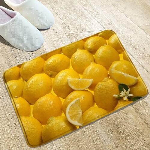 Fruits Patterns Bathroom Mat Lemon Kitchen Doorway Front Door Welcome Printed Rugs Water Absorption Flannel Carpets Washable