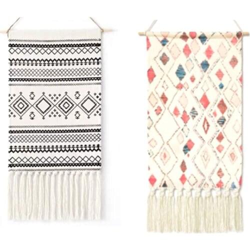 Pack of 2 Macrame Woven Tapestry Geometric Art Tapestries Boho Tapestry Bohemian Tapestry Wall Hanging for Room