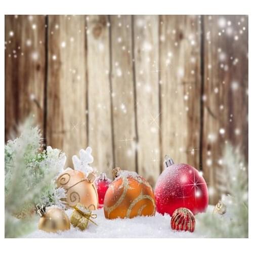 VinylBDS Merry Christmas Newborn Backgrounds Bolas Navidad Backdrop Snowflakes Backdrops Wood Wall Backdrop for Photo Studio