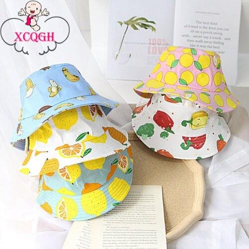 XCQGH Cute Fruit Print Lemon Banana Baby Hat Spring Summer Boys Girls Bucket Hat Outdoor Infant Toddler Kids Sun Hat Bonnet