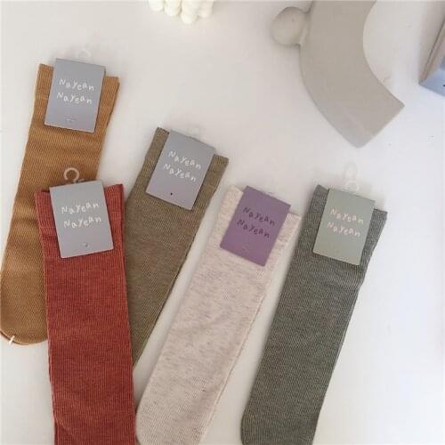 Women Socks New Fashion Candy Color Cotton Long Socks Girls Korea Style Breathable Casual Cotton Socks Female Fashion Girl
