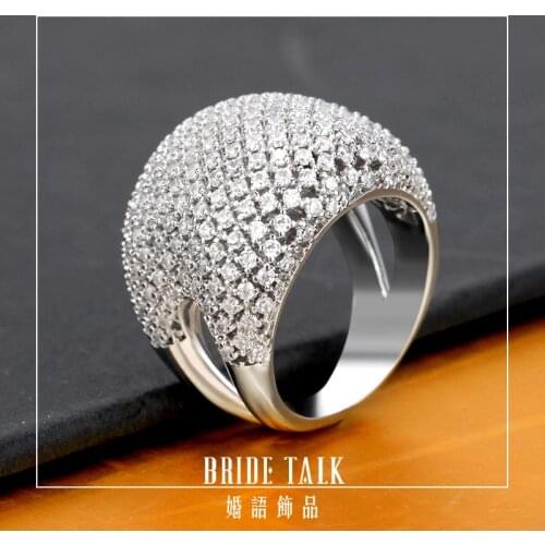 Bride Talk New Design Jewelry Brand Luxury Women Big Ring Cubic Zirconia Romantic Bridal Wedding Rings Jewellery Sweet Gift