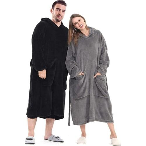 Women Blanket Sweatshirt Robe Winter Hoodies Outdoor Hooded Coats Warm Comfort Bathrobe Christmas Fleece Blanket Sudadera Mujer