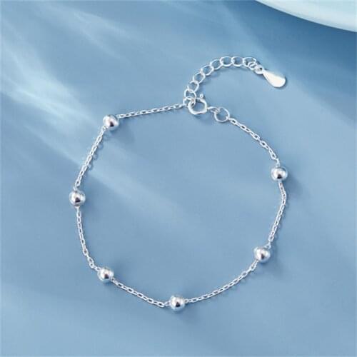 925 Sterling Silver Round Bead Pendant Charm Bracelet &Bangle Party Jewelry For Women Girls sl215