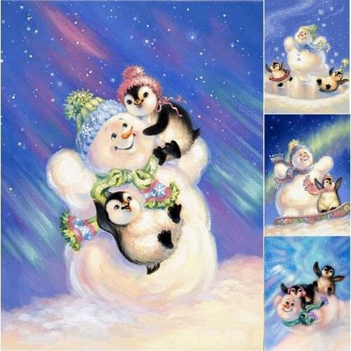 Diamond Painting Snowman Penguin Full Drill Art Picture Mosaic Embroidery Handmade Hobby Cross Stitch DIY Kits Home Decor Mural