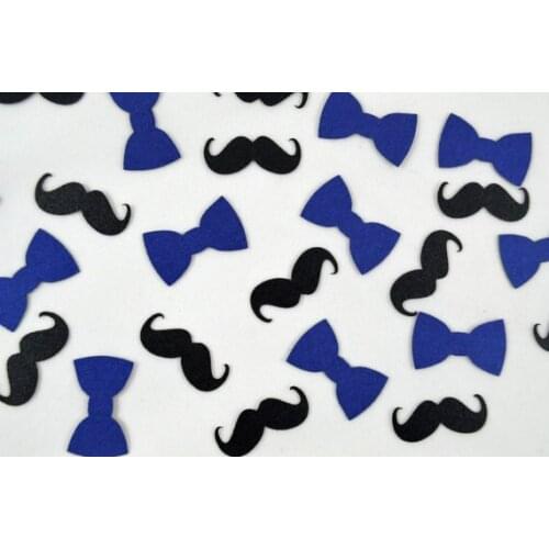 Glitter Mustache and Bow Tie 1st birthday Little Man Baby Shower Confettis Table Scatter decorations cards