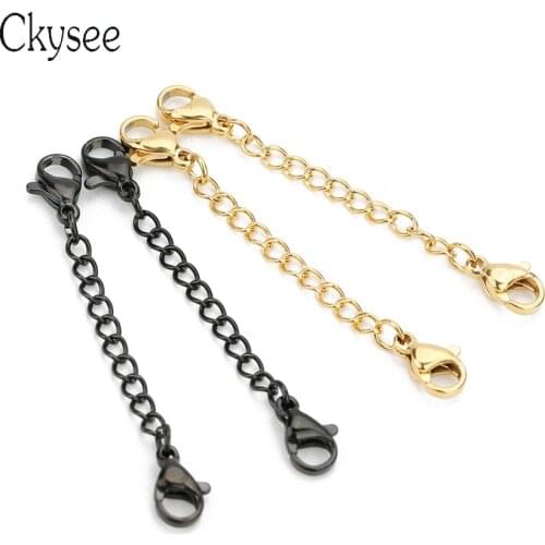 Ckysee 5Pcs/lot Stainless Steel Necklace Extender Chain With Lobster Clasps Gold 50mm Leng Bulk Extension Chain Diy Findings