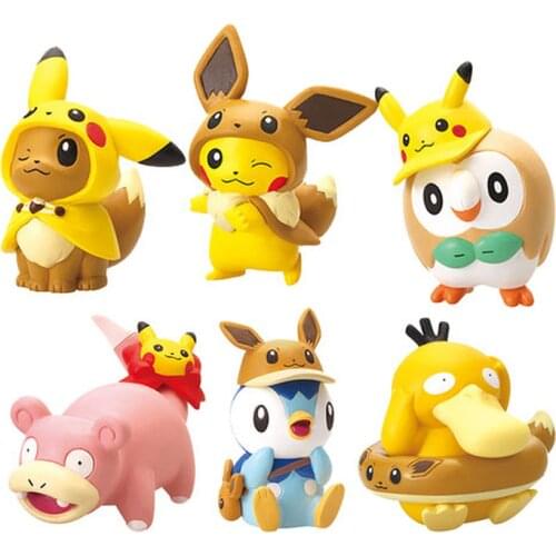 Takara Tomy Pokemon Anime Figure Model Pikachu Eevee Slowpoke Piplup Psyduck Rowlet Action Figure Toys Kids Gifts for Children