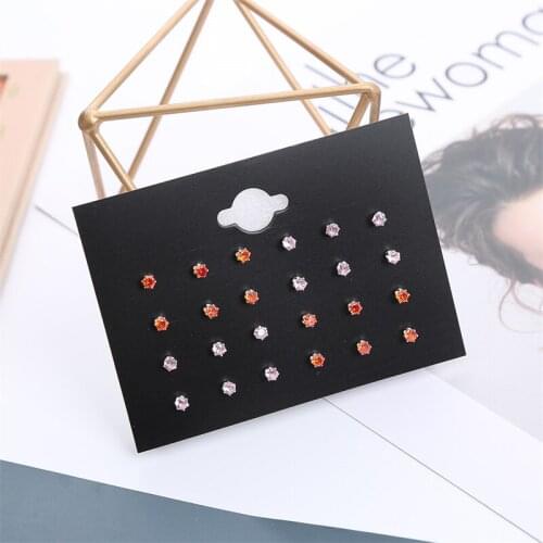 HTZZY 2021 New Fashion Earrings for Women and Men Multicolour Zircon Unisex Stud Earrings 12 Pairs Earring Set Jewelry