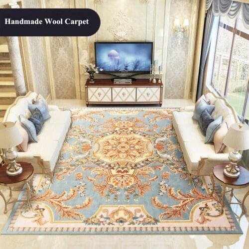 Imported Wool Carpet Living Room Hand Carved Carpet Bedroom Sofa Coffee Table Rug Study Room Thick Floor Mat Europe Palace Rugs