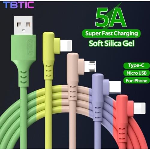5A Elbow Micro USB C Type C Fast USB Charging Cable Type-C Data Cable For Samsung S7 S6 Note Mobile Phone Micro USB Cord Wire