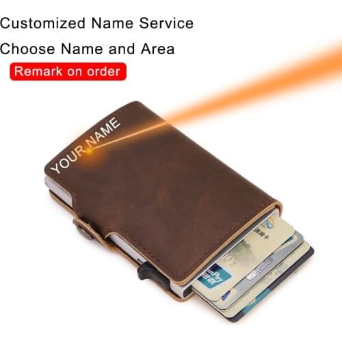 DIENQI Rfid High Quality Leather Metal Wallet Slim Thin Folding Card Holder Men Wallets Money Bags Small Purse Dropshipping 2021