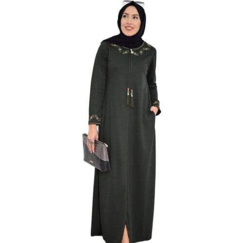 MC2027 Women Long Sleeve Muslim Abaya Embroidered Abaya Women hijab clothing Dress Muslim Dress Islam European Clothing Dresses