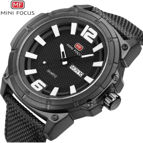 MINI FOCUS Fashion Casual Watch Mens Sports Quartz Watch Personality Big Dial Double Calendar Watch Army Military Men Watch