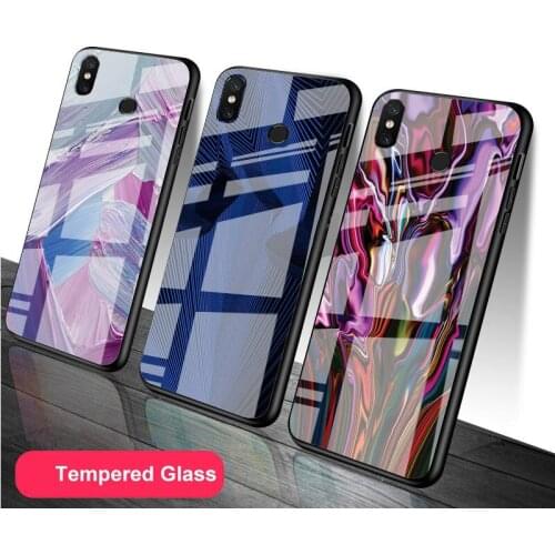 Fashion Abstract Tempered Glass Phone Case For Redmi Note 5 6 7 8 9 Pro Note8T Note9S Redmi8 9 Cover Shell