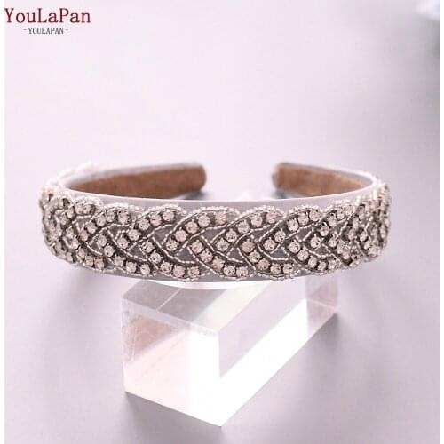 YouLaPan S216-FG Trendy Rhinestones Hair Hoop Handmade Bridal Hairbands Women Headhoop Headwear Wedding Hair Accessories Jewelry