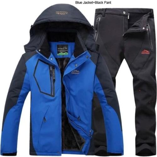 Men Winter Warm Fishing Trekking Ski Jackets suits Outdoor Camping Hiking Waterproof Jackets Soft Shell Fleece Pants Sports sets