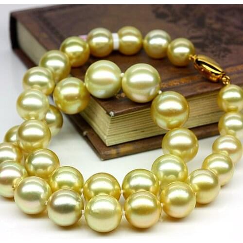 925 silver real natural big Nanyang Kim 12-14mm Necklace round very light blemish natural seawater pearl necklace Tahiti