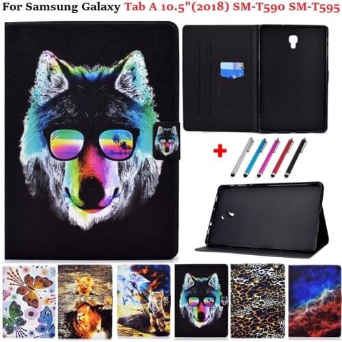 Tablet For Samsung Tab A A2 10.5 2018 Fashion Wolf Stand Case For Samsung Galaxy Tab A 10 5 T590 T595 Cover SM-T590 Tablet Funda