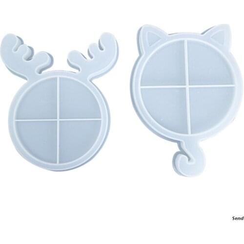 Christmas Deer/Cat Tray Epoxy Resin Mold Serving Plate Silicone Mould DIY Crafts Jewelry Holder Casting Tool