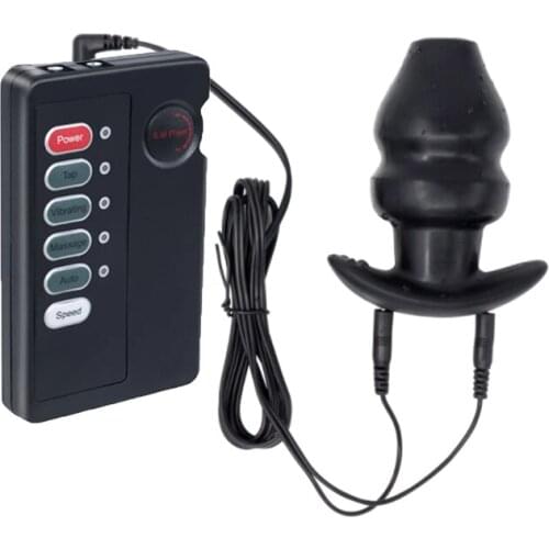 Hollow Anal Plug Electro Shock Silicone Butt Plug Anal Beads Massager Vibrator Enama BDSM Couple Adult Game Sex Toys