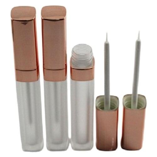 Empty Eyeliner Tubes 5.5ML Square Rose Gold Frosted Makeup Packaging DIY Refillable Eyelash Growth Liquid Container 25 pcs/lot