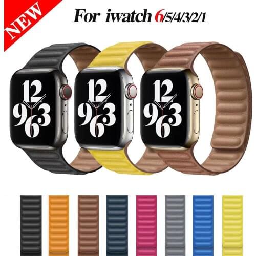 Leather Link strap for Apple watch 6 5 4 SE band 40mm 44mm Original magnetic for iwatch series 3 2 1 38mm 42mm Replacement strap
