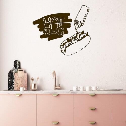 Hot Dog Wall Decal Fast Food Truck Dining Car Kitchen Restaurant Interior Decor Door Window Vinyl Stickers Delicious Mueal Q533