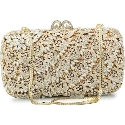 XIYUAN European and American Style Full Diamond Clutch Women Evening Bags Luxury Crystal Dinner Bag High-End Hollow Out Clutch