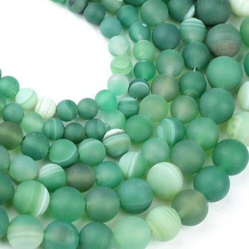 YHBZRET Green Matte Stripe Carnelian Matte Natural Stone Spacer Loose bead For Jewelry Making 6/8/10MM bracelet accessories DIY
