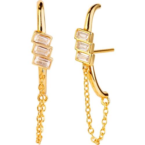 YUXINTOME 925 Silver Ear Needle Clear Zircon Metal Chain Pendant Stud Earrings For Women Simple Korean Fashion Jewelry Earring