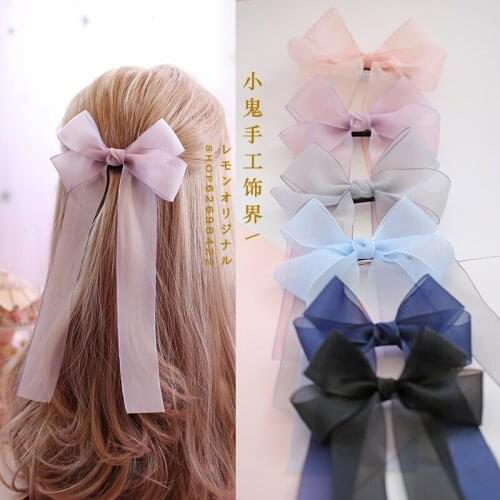 Japanese hairpin soft sister girl bow hairpin hair accessories headdress Korean hairpin long streamer organza wide side card