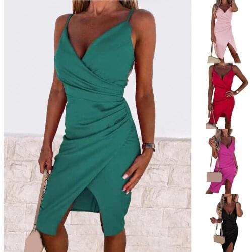 Portable Sexy Women Beach Casual Dress Lightweight Spaghetti Strap Dress Cross-neck for Hiking