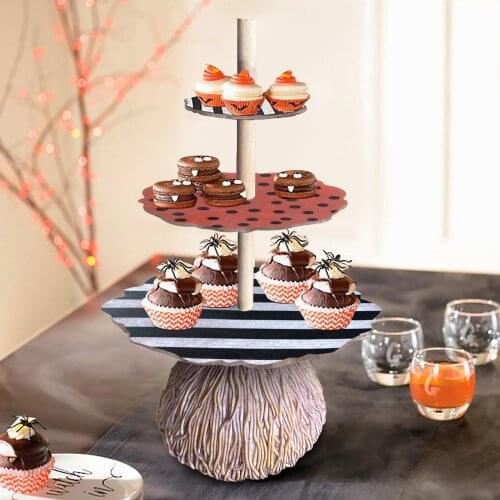 2/3Layers Halloween Witch Hat Snack Bowl Stand Home Party Snack Bowl Shelf Decoration Device Adorable Broomstick SnackBowl Stand