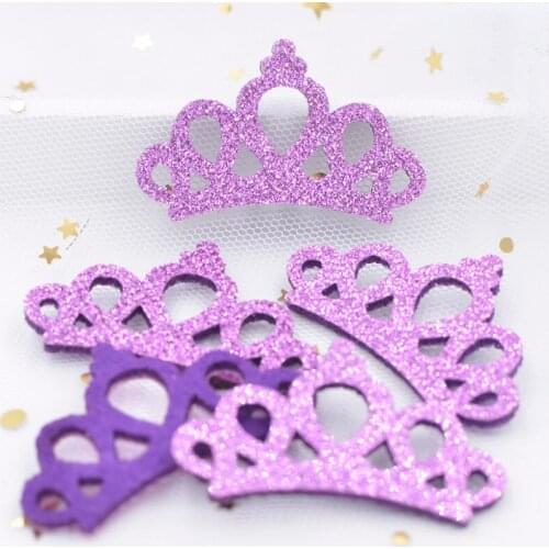 20Pcs Glitter Padded Crown Patches Glitter Leather Crown Appliques for Stick on Crafts Clothes DIY Hair Bow Decoration K44